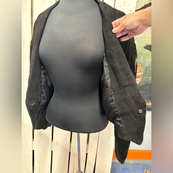 Vintage Adler Real Genuine Leather Fringe Black Jacket cowgirl western size XL - Picture 9 of 12